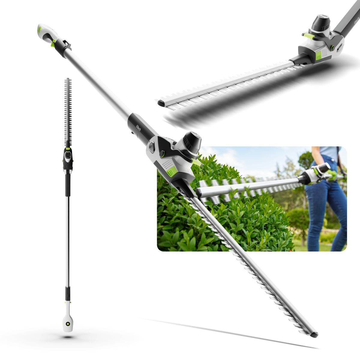 18V Long-Reach Cordless Hedge Trimmer with 53cm Blade